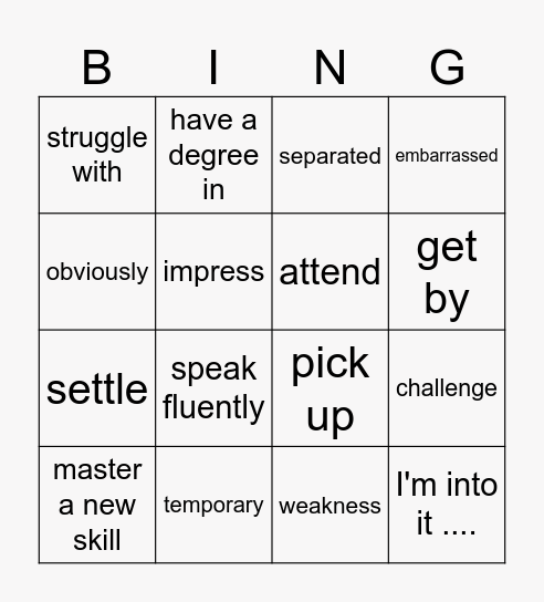 B1-B2 (Unit 1 Revision) Bingo Card