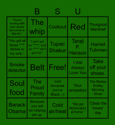 Black Culture Bingo Card