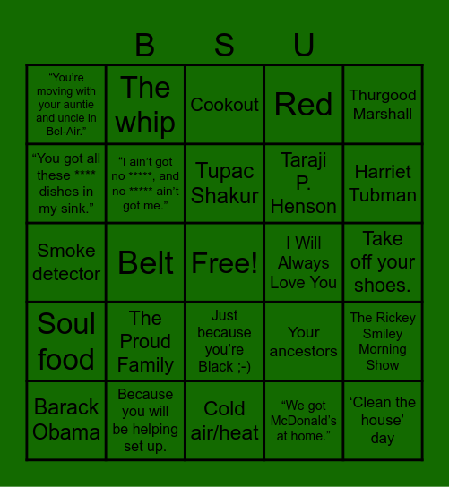 Black Culture Bingo Card