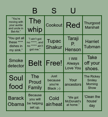 Black Culture Bingo Card