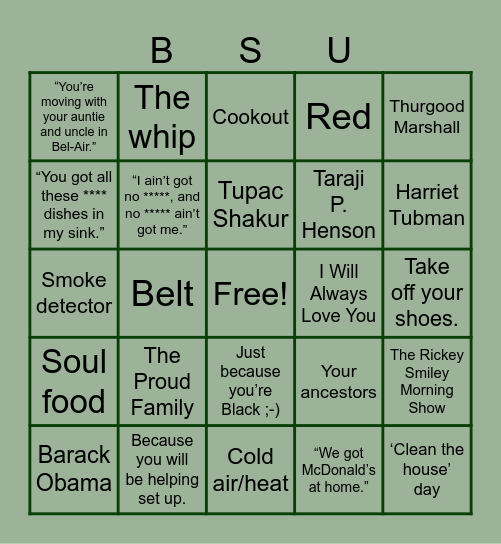 Black Culture Bingo Card