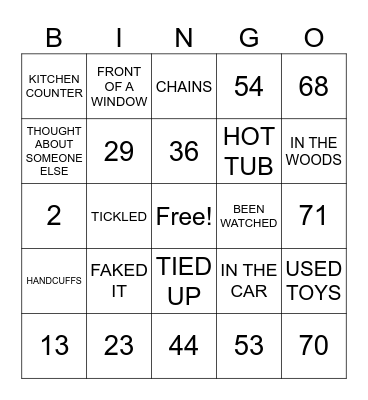 NAUGHTY BINGO Card