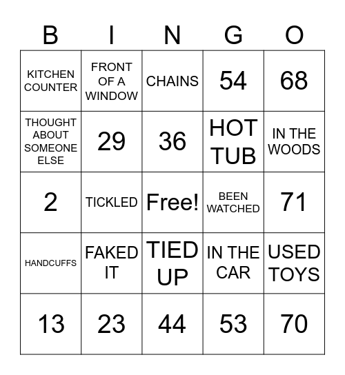 NAUGHTY BINGO Card