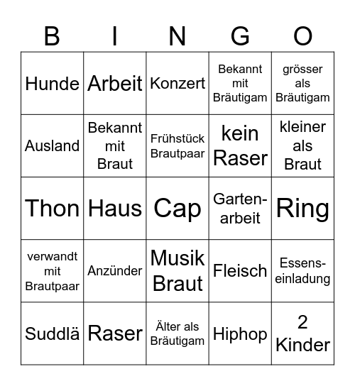 Hochzeitsbingo Pascäls Bingo Card