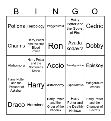 Harry Potter Reading Bingo Card