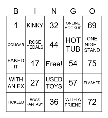 NAUGHTY BINGO Card