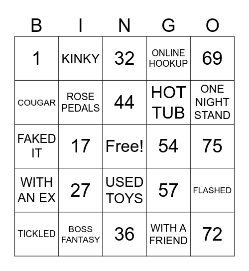 NAUGHTY BINGO Card