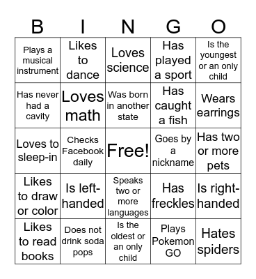 People Bingo Card