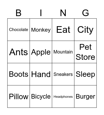 RANDOM WORDS IN ENGLISH Bingo Card