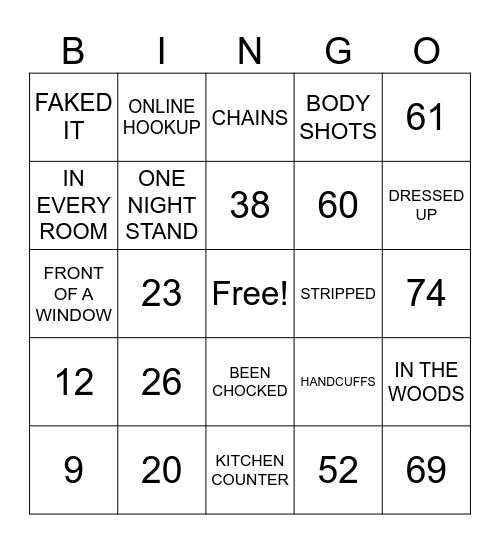 NAUGHTY BINGO Card