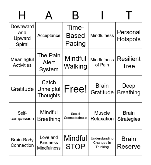 HABIT Bingo Card