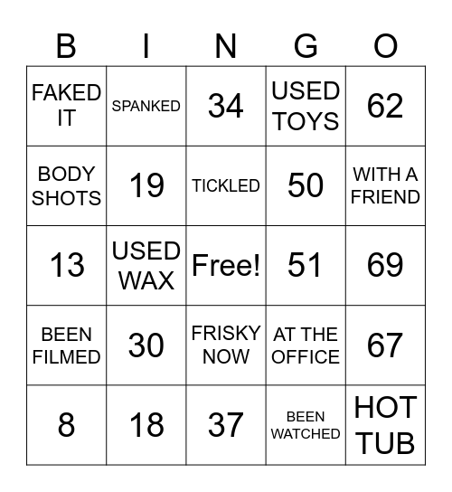 NAUGHTY BINGO Card