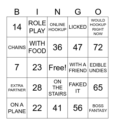 NAUGHTY BINGO Card