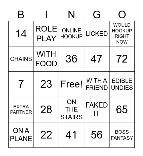 NAUGHTY BINGO Card