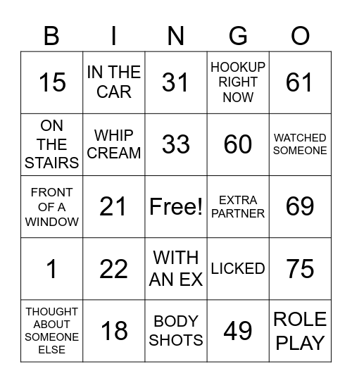 NAUGHTY BINGO Card