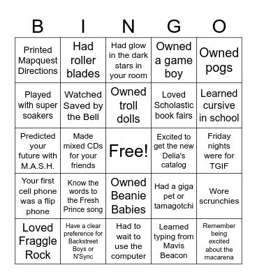 Millennial Bingo Card