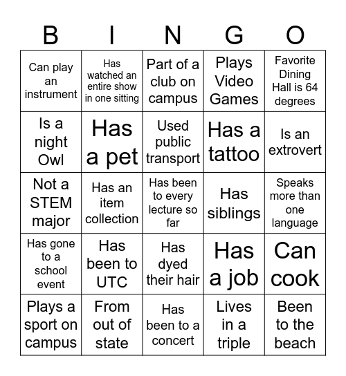 Math 3C Bingo Card