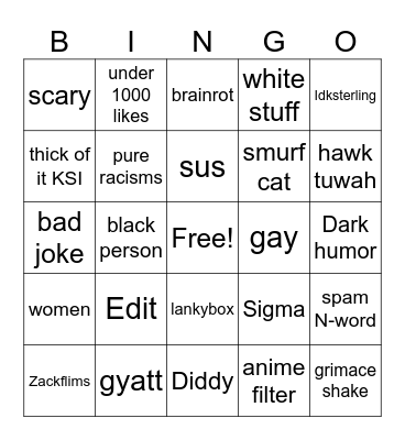 YouTube shorts Bingo Card