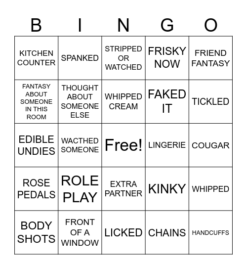 NAUGHTY BINGO Card