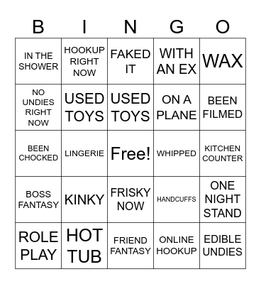 NAUGHTY BINGO Card