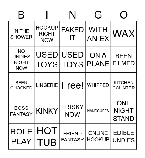 NAUGHTY BINGO Card