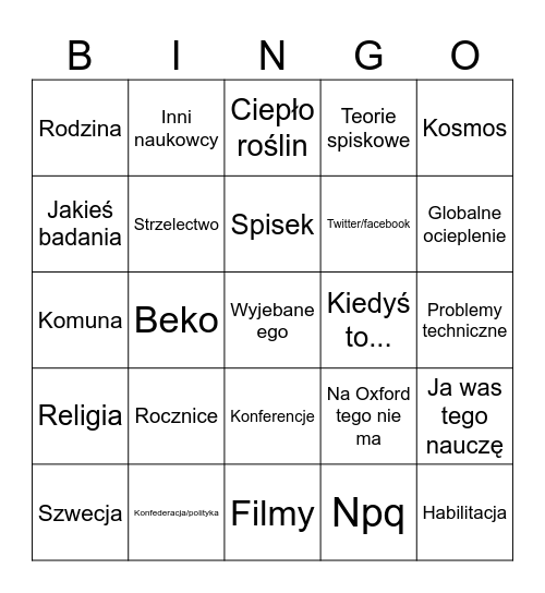 Karp Bingo Card