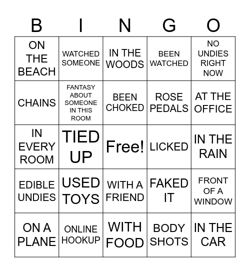 NAUGHTY BINGO Card