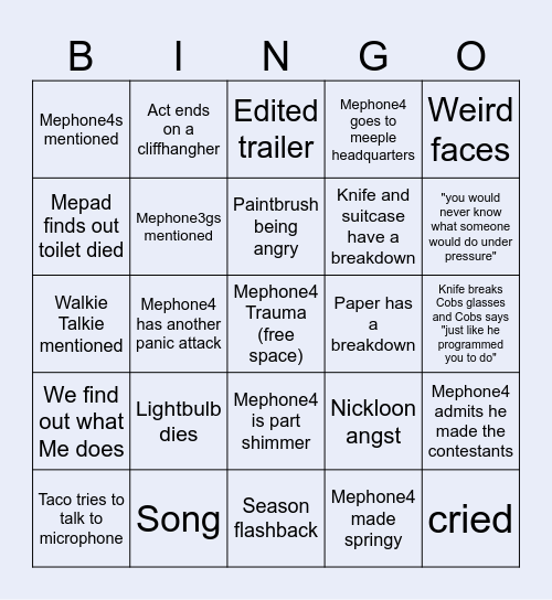 Inanimate insanity episode 17 predictions Bingo Card