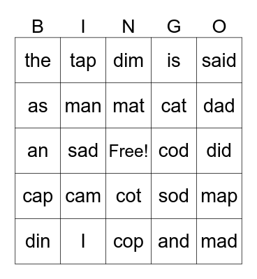 Lesson 14 Bingo Card