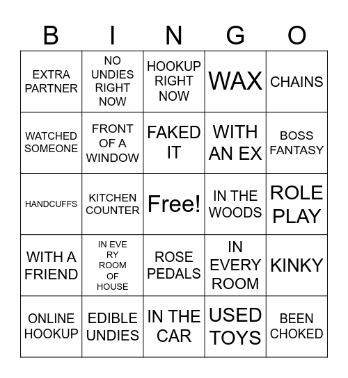 NAUGHTY BINGO Card