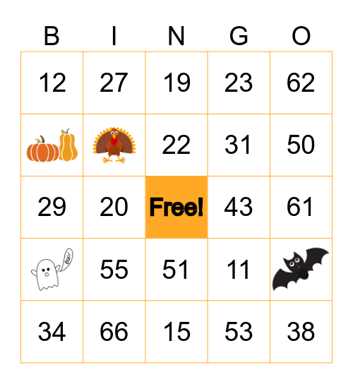 AUTUMN BINGO Card