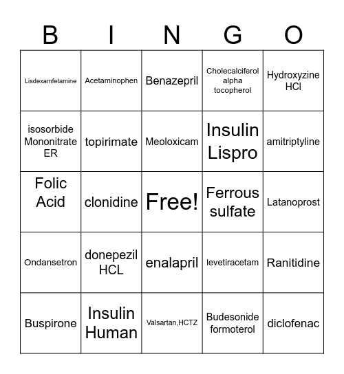 Pharmacy 76-104 Bingo Card