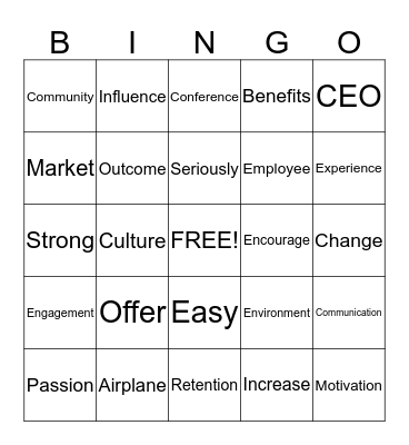 Buzz Word Bingo Card