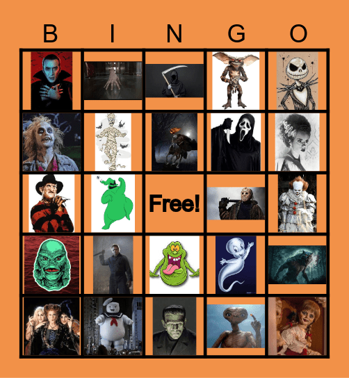 Halloween Movies and Monsters Bingo Card