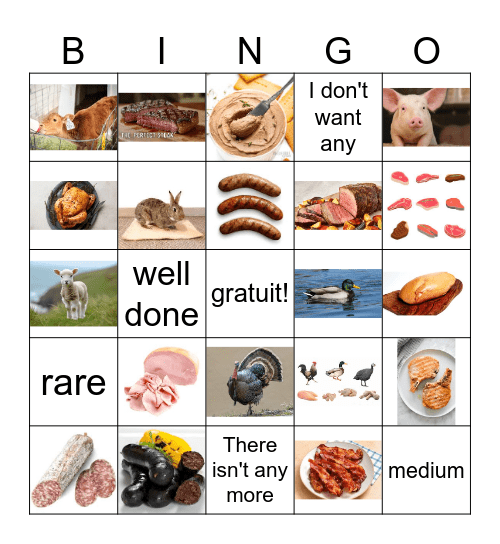 boucherie et charcuterie Bingo Card