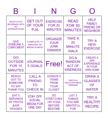 WELLNESS BINGO Card