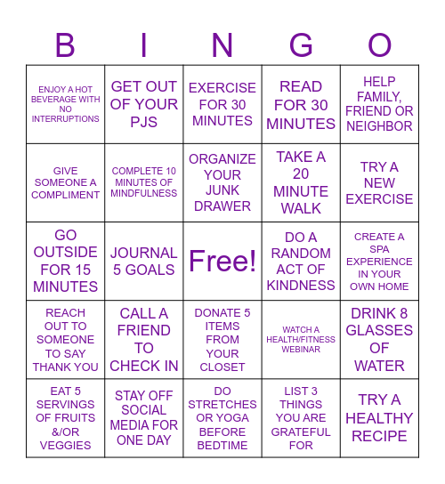 WELLNESS BINGO Card