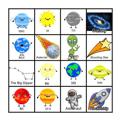 Space Bingo Card