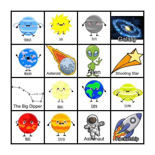 Space Bingo Card