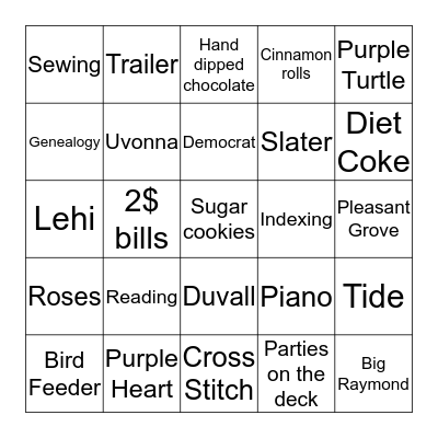 Duvall Bingo Card