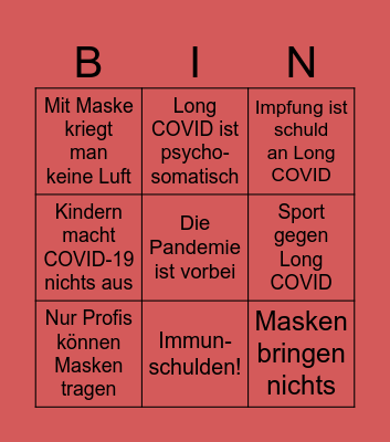 DAS COVID-19 BULLSHIT BINGO Card