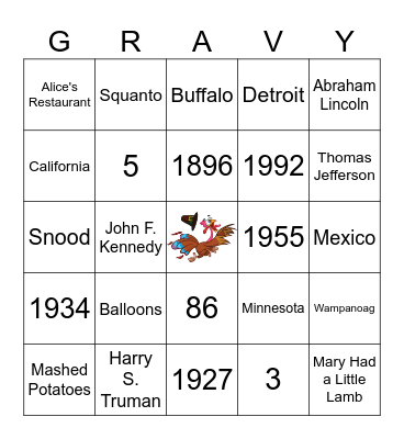 KBP Thanksgiving Bingo Card