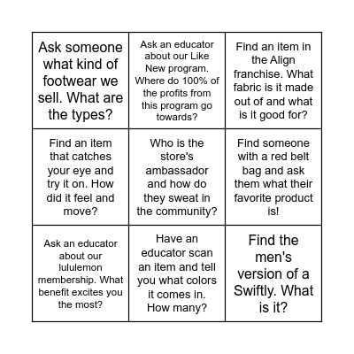 World Mental Health Day X lululemon Bingo Card