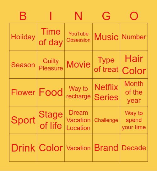 What's Your Favorite Bingo Card