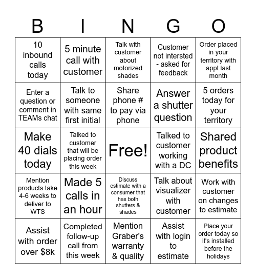 SAH Fall Bingo Card