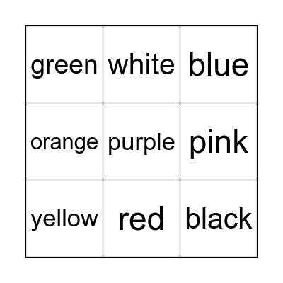 COLORS Bingo Card