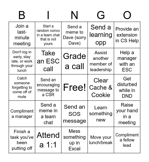 Lead BINGO Card