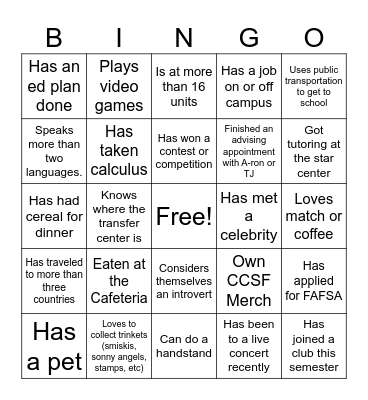 Metro IDST 50 Bingo Card