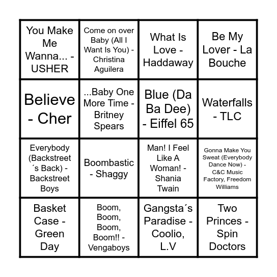 Lena & Hannah 30 år - Back to the 90´s! Bingo Card