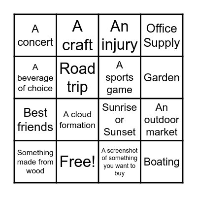 Photo Bingo Card